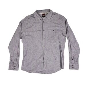 Tony Hawk Mens Long Sleeve Button Down Shirt Gray Chambray Skate Large L